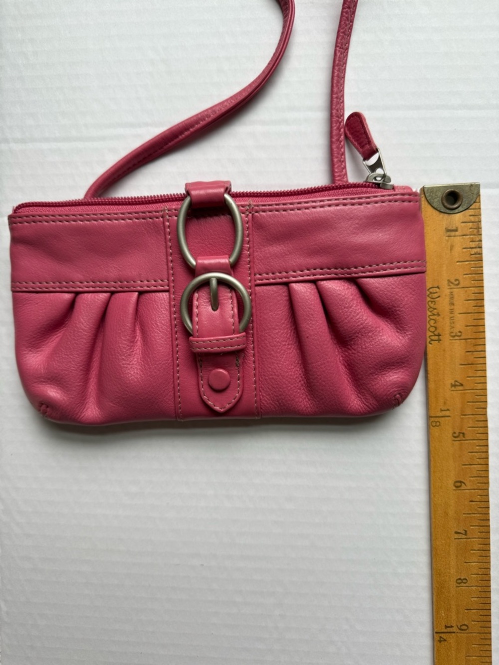 Compact Pink Mini Shoulder Bag with Ring-Buckle Detail